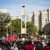 Students Gather By the Bell Tower During 2022 Temple Fest