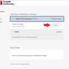 A red arrow points to a blue and white box that says "Review."